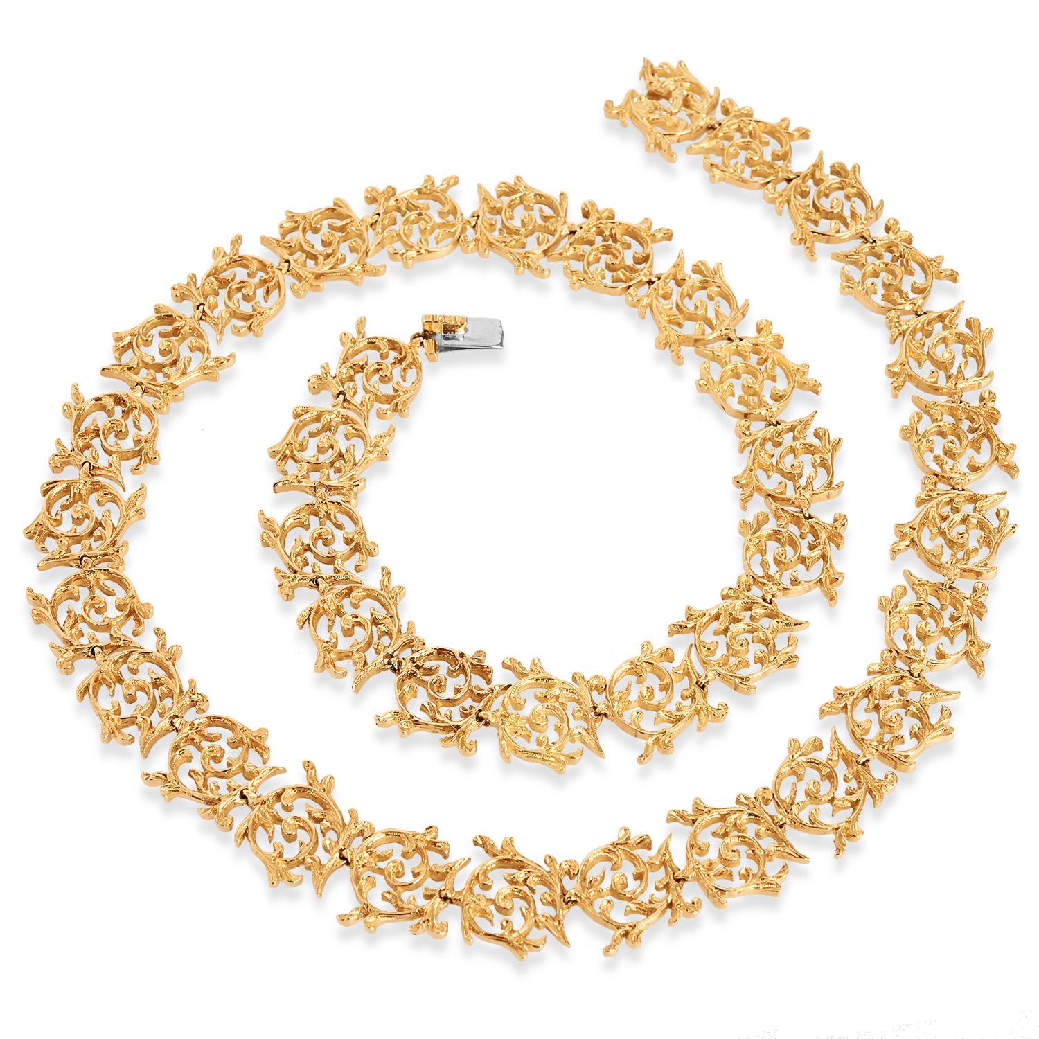 Collana girocollo vintage con trama in oro 18 carati di Buccellati in vendita 3