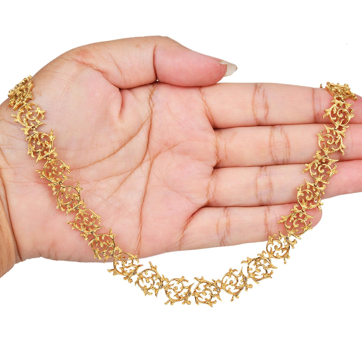 Collana girocollo vintage con trama in oro 18 carati di Buccellati in vendita 4