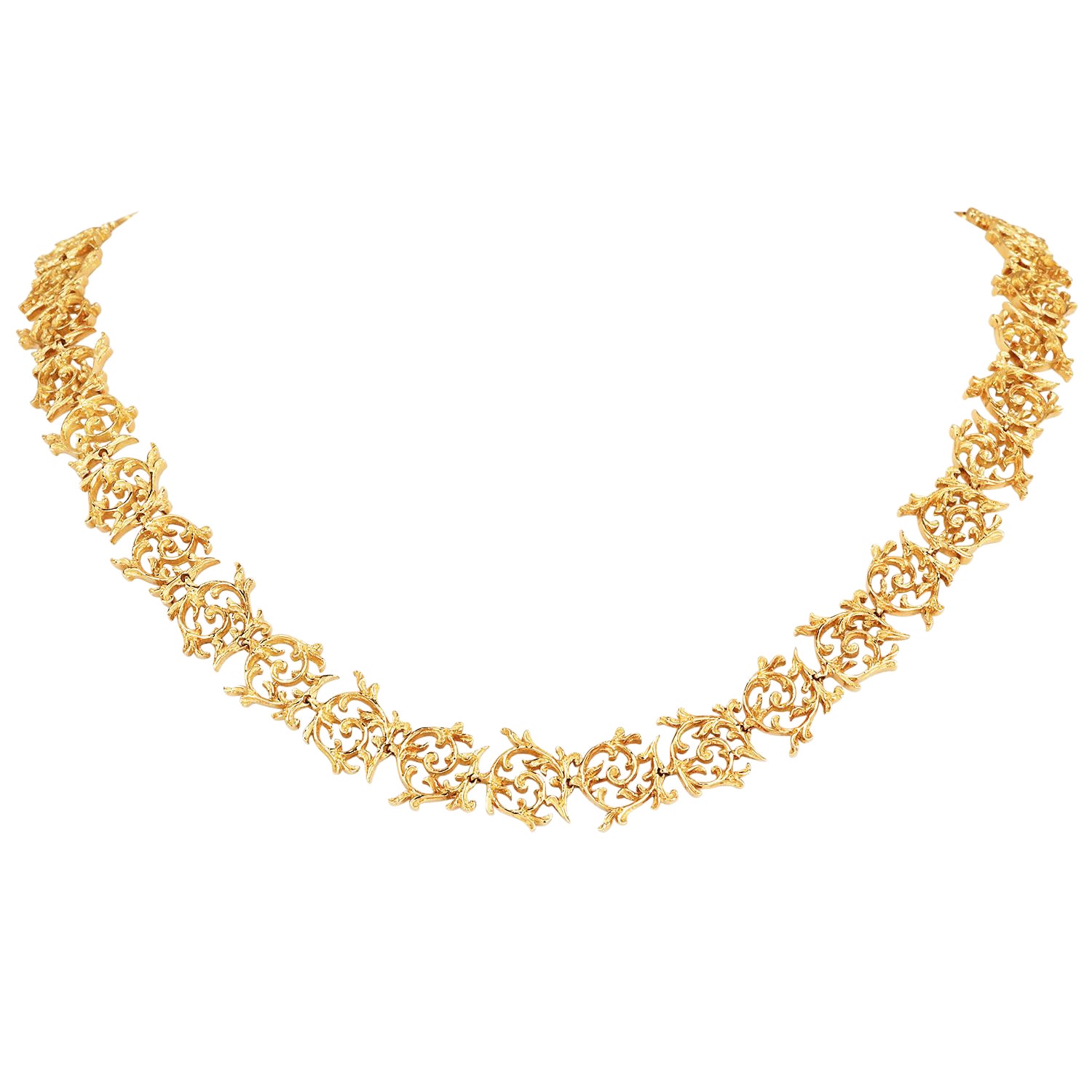 Buccellati Vintage Woven 18K Gold Textured Link Choker Necklace