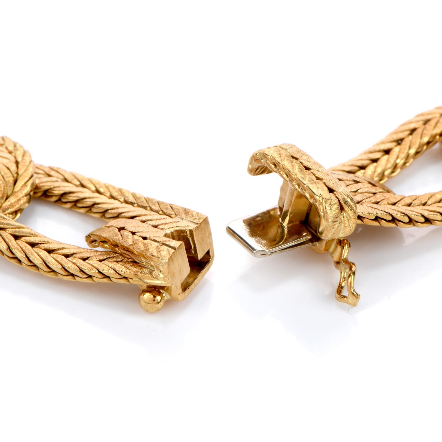 Women's Buccellati Vintage Woven 18 Karat Textured Link Choker Collar Gold Necklace