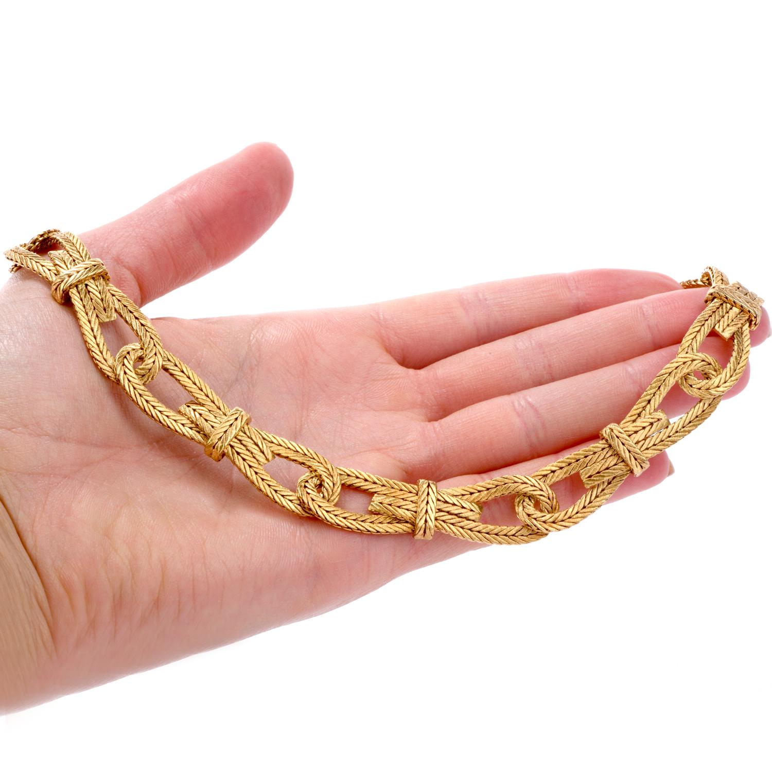 Buccellati Vintage Woven 18 Karat Textured Link Choker Collar Gold Necklace 2