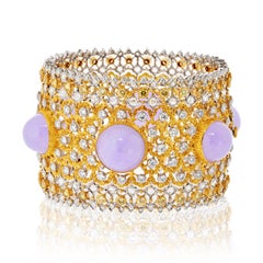Pulsera Buccellati Viscontessa 18K Dos Tonos Diamante y Calcedonia