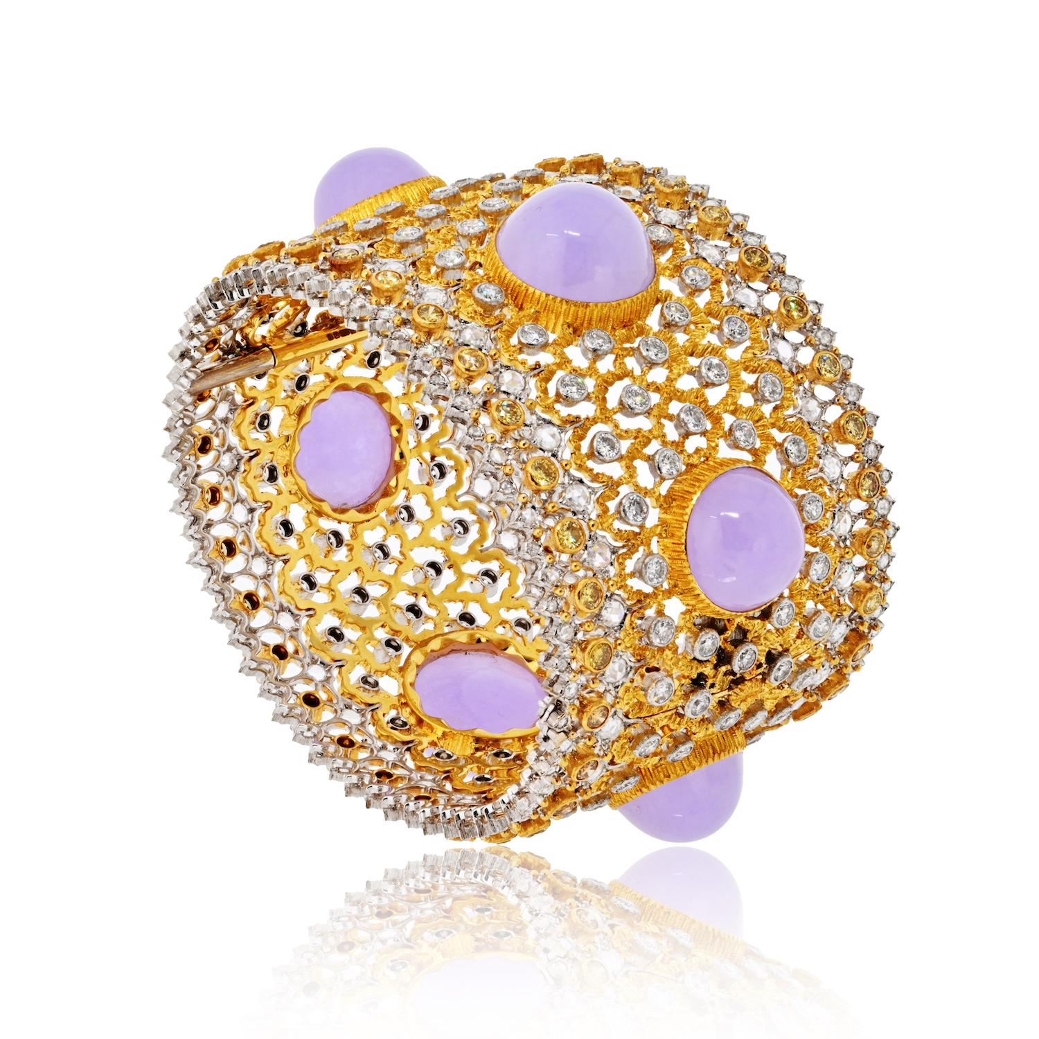 Moderno Bracciale con diamanti e calcedonio bicolore 18 carati di Buccellati Viscontessa in vendita