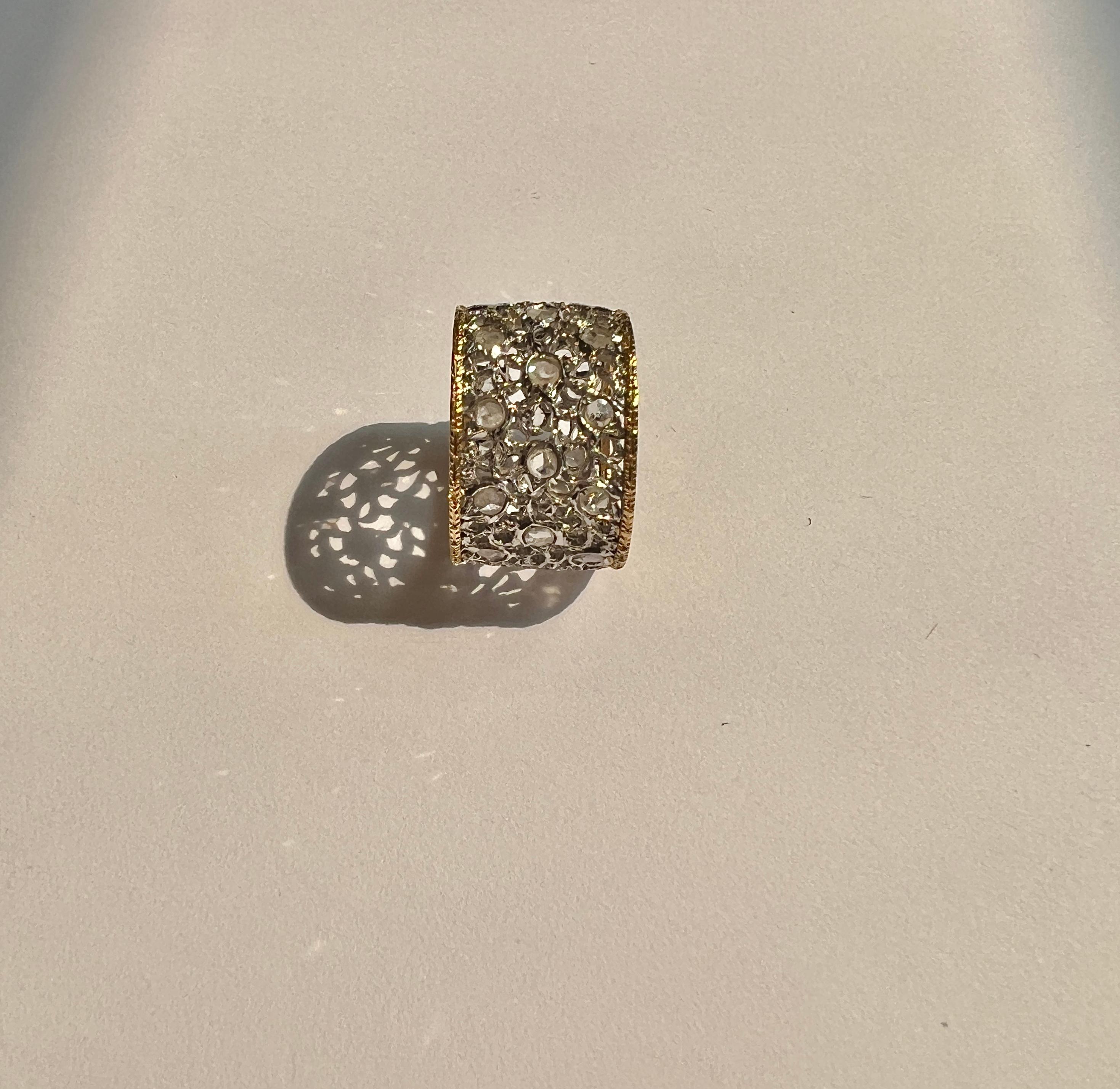 Taglio misto Buccellati White and Yellow Gold Eternelle Band Ring in vendita
