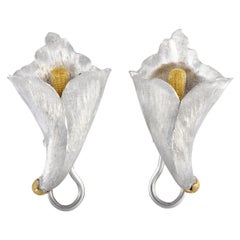 Buccellati White and Yellow Gold Flower Clip-On Earrings