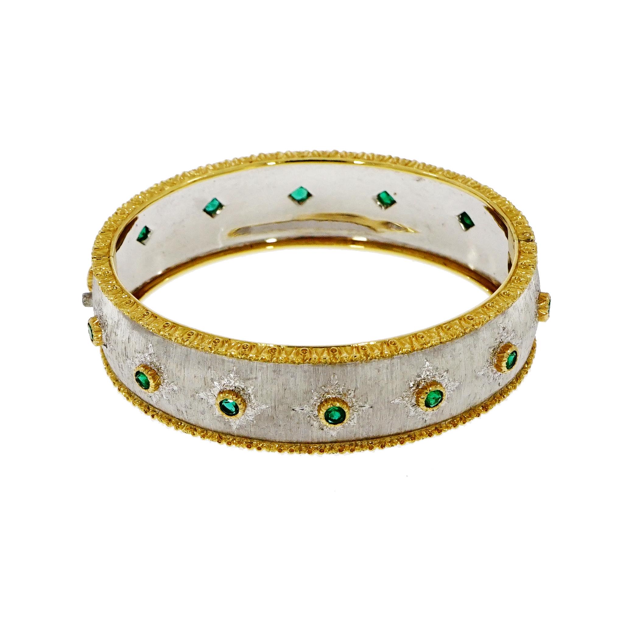 gold bangle with emerald