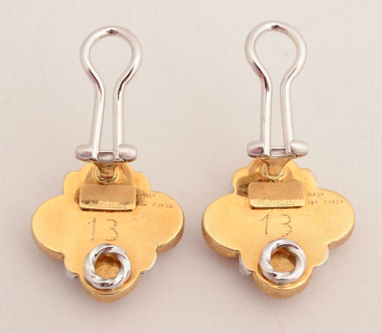  BUCCELLATI Yellow and White Gold Earrings In New Condition For Sale In Darnestown, MD