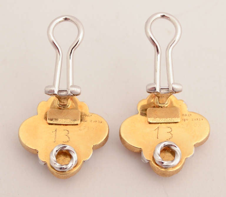 BUCCELLATI Yellow and White Gold Earrings In New Condition In Darnestown, MD