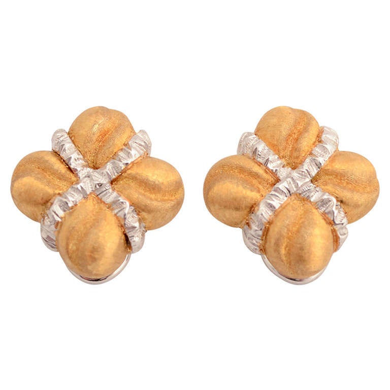  BUCCELLATI Yellow and White Gold Earrings For Sale