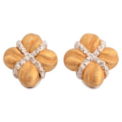 Vintage BUCCELLATI Yellow and White Gold Earrings