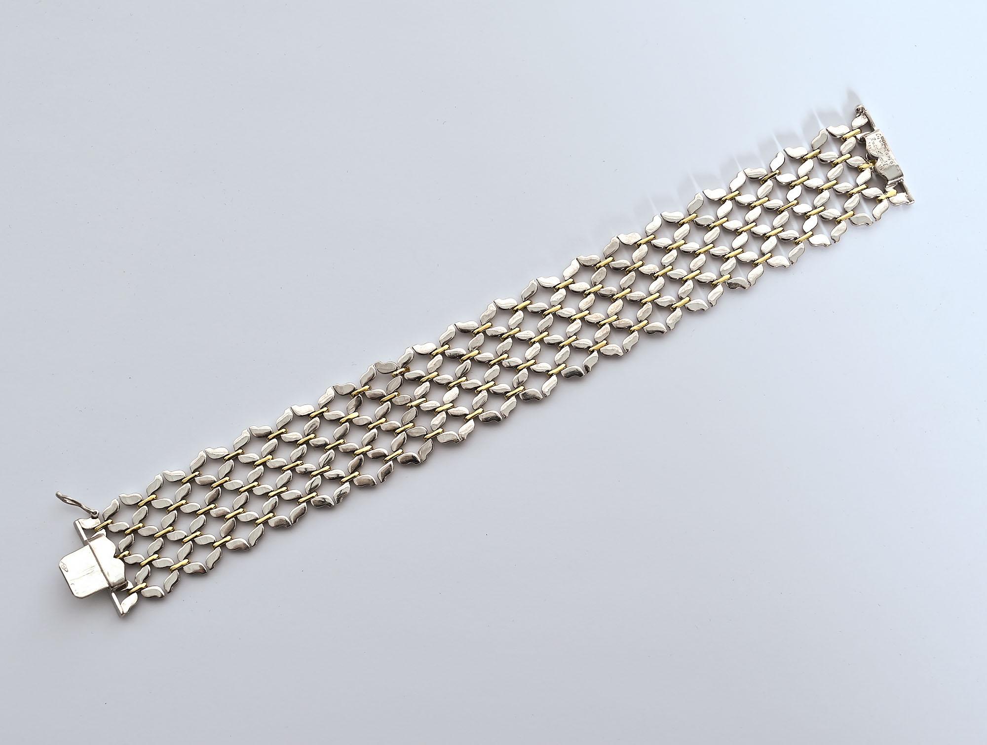 Contemporary Buccellati Yellow and White Gold Woven Bracelet For Sale