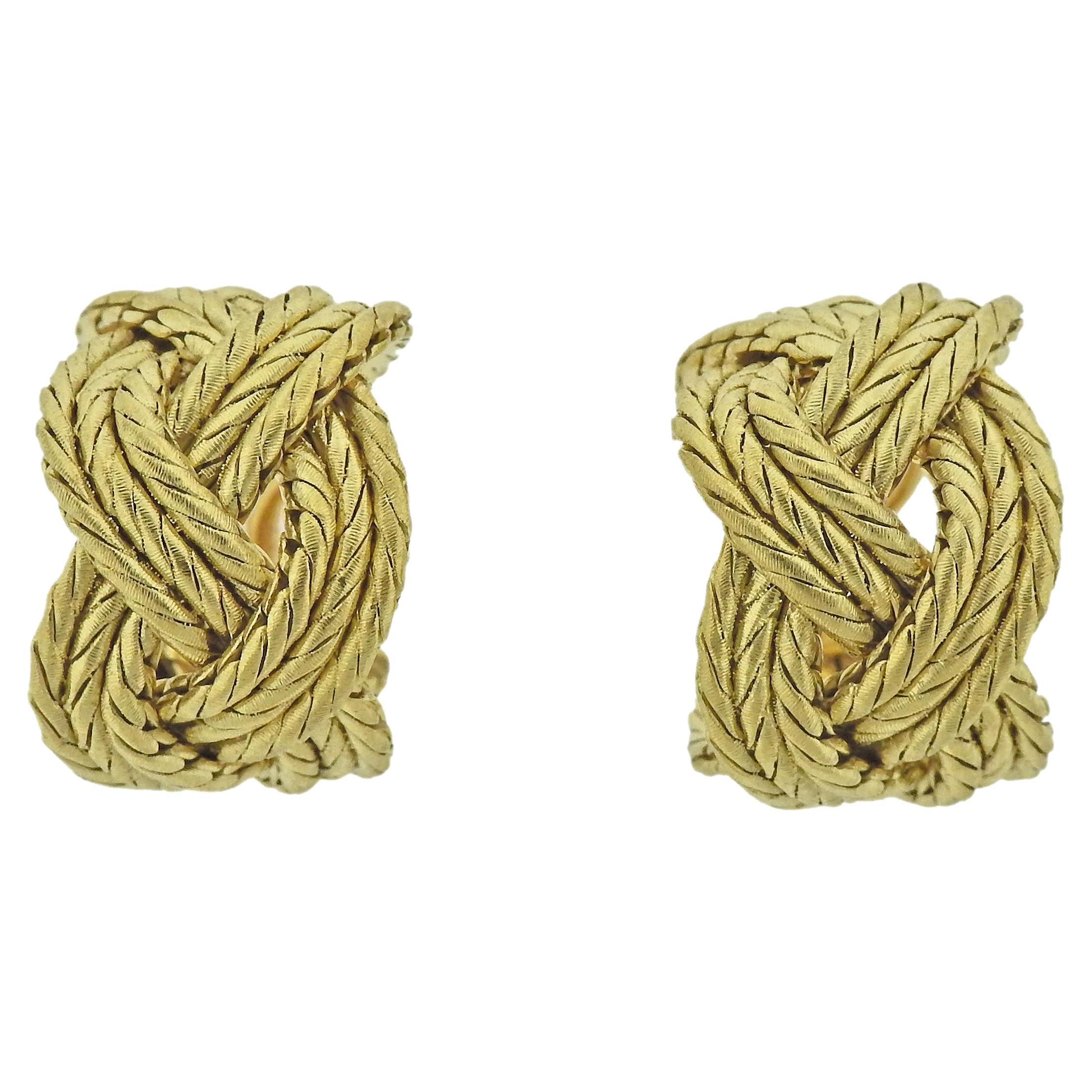 Buccellati - Créoles en or jaune tressé en vente