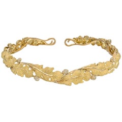 Buccellati Yellow Gold Diamond Leaf Choker Necklace