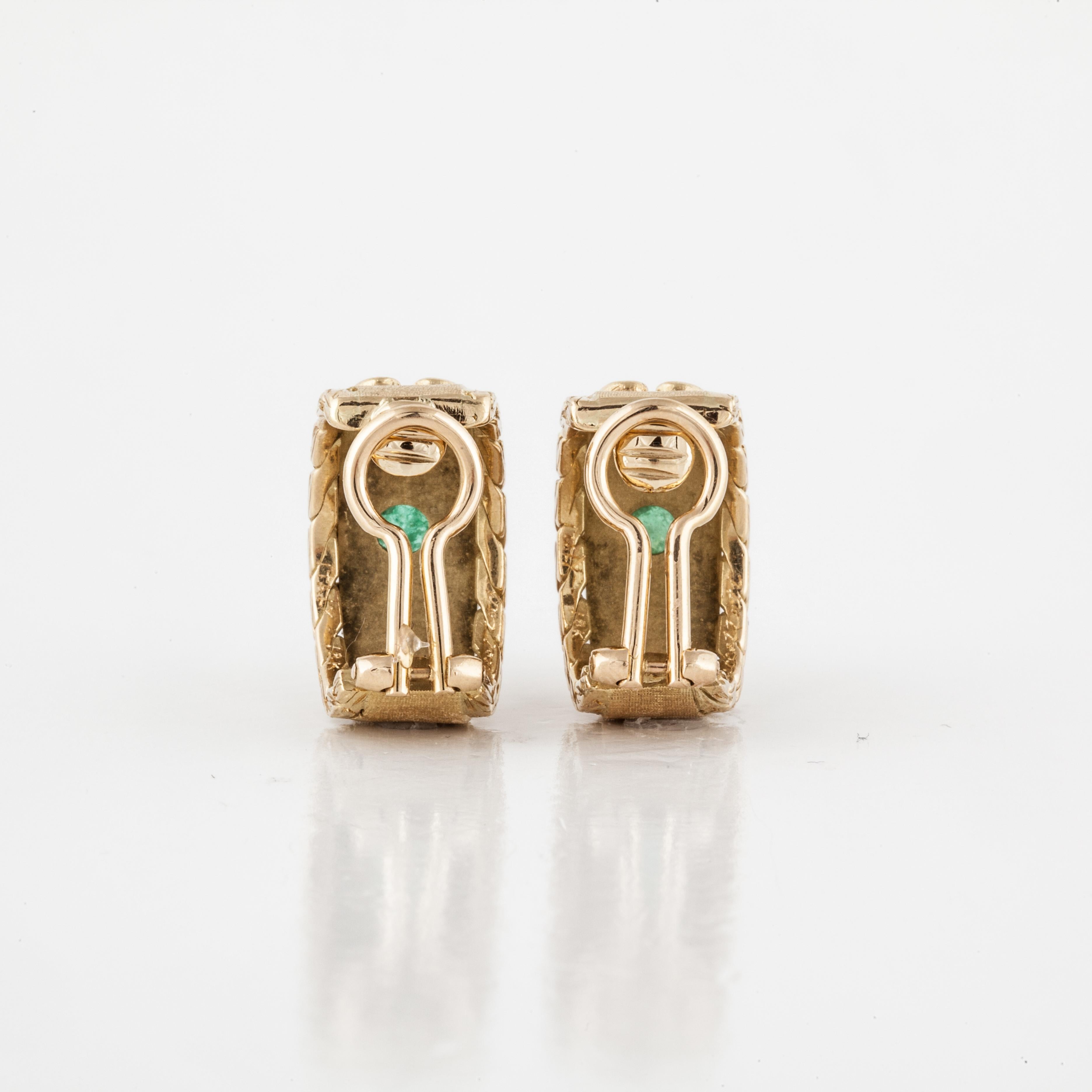 Cabochon Buccellati Emerald Earrings in 18K Gold