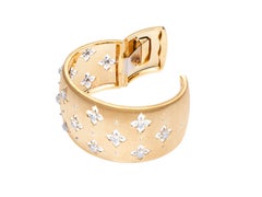 Buccellati Yellow Gold Macri Cuff Bracelet Wide with Diamonds