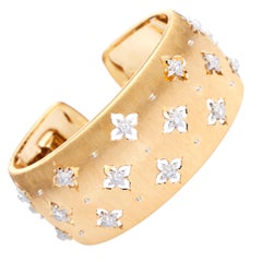 Buccellati Yellow Gold Macri Cuff Bracelet Wide with Diamonds