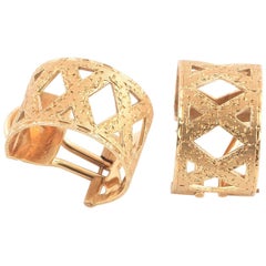 Buccellati Yellow Gold Textured Band Earrings
