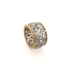 Anello a fascia in oro giallo, oro bianco e diamanti Buccellati