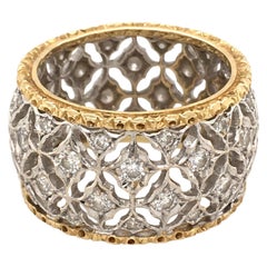 Buccellati Yellow Gold, White Gold and Diamond Band Ring