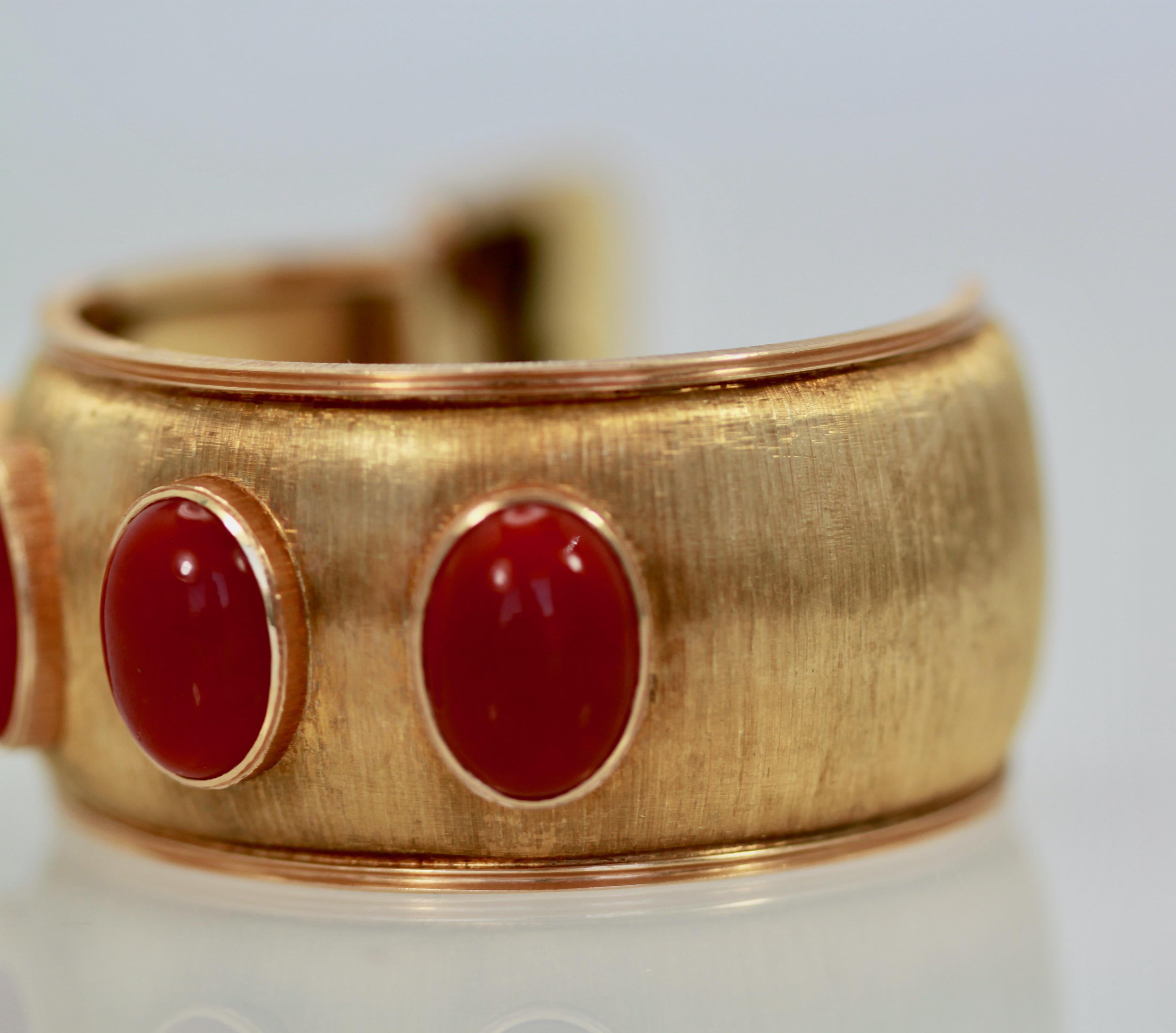 Buccellati Yellow Gold Wide Coral Bracelet 18K For Sale 6