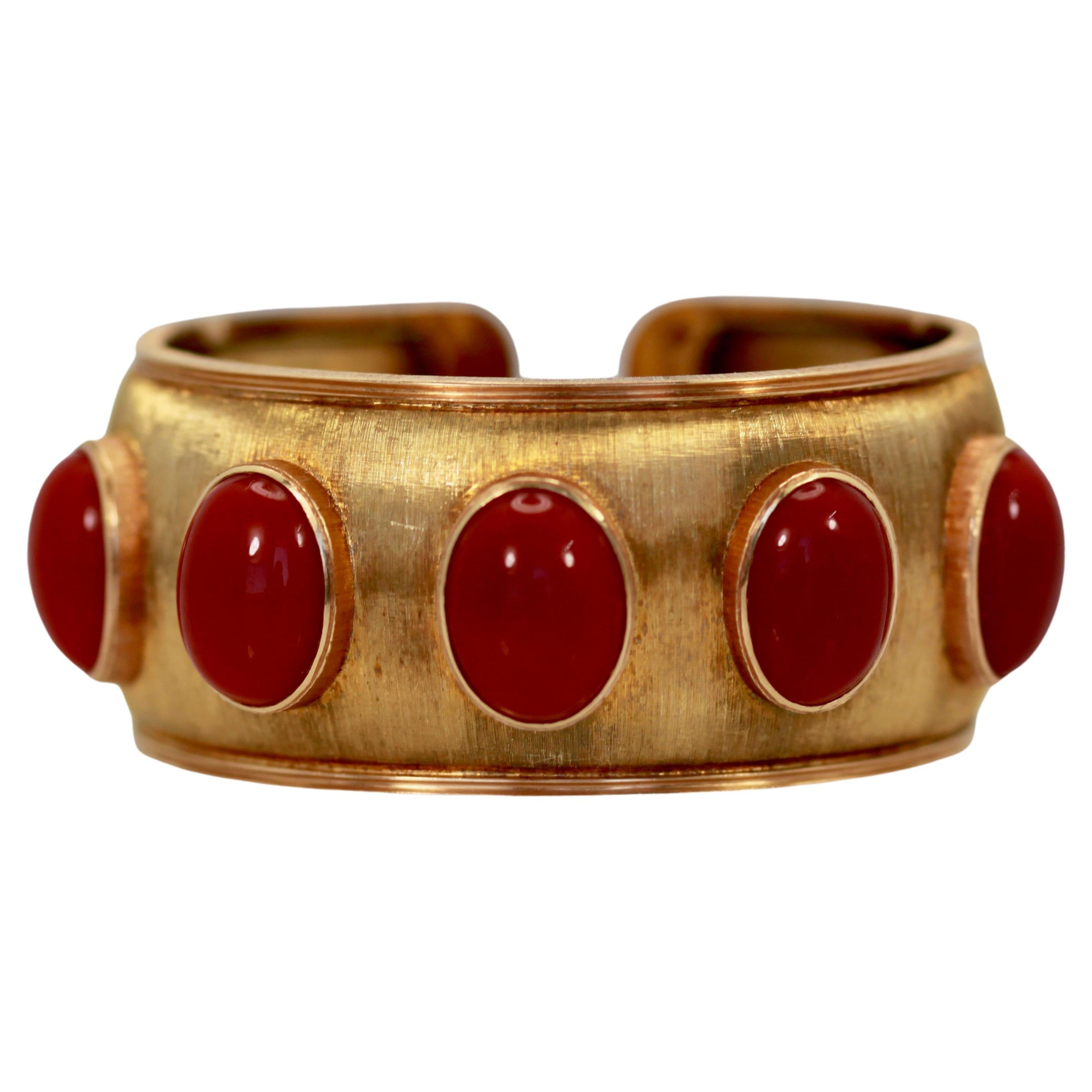 Buccellati Yellow Gold Wide Coral Bracelet 18K For Sale