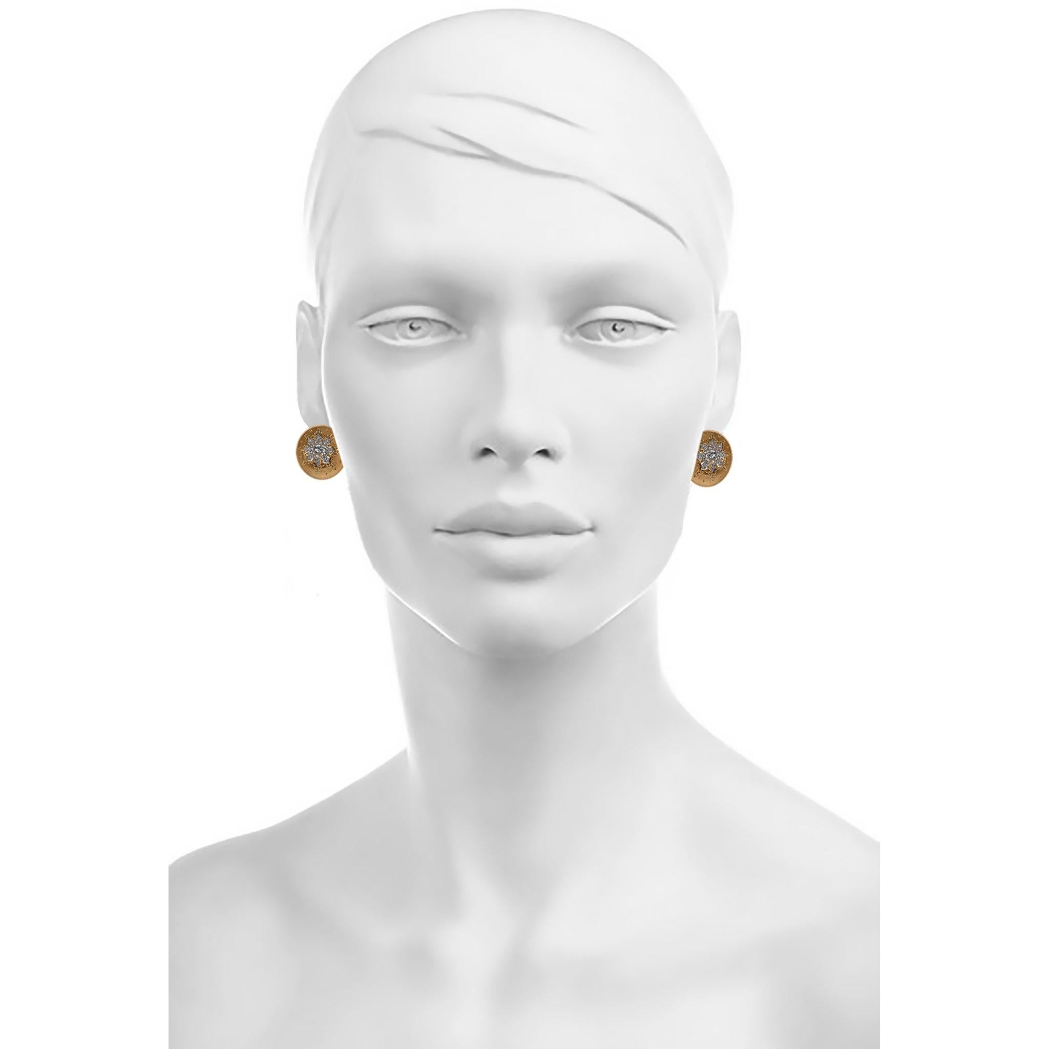 Women's or Men's Buccellatti Button Yellow Gold Earrings