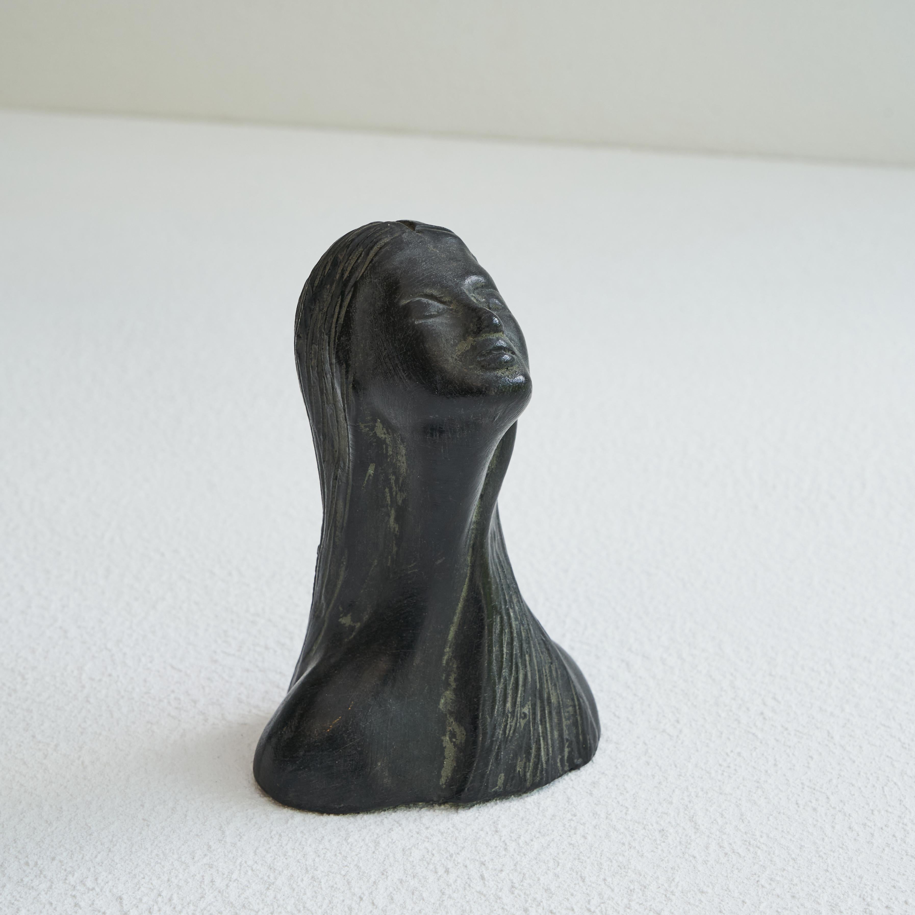 Busto de cerámica 'Bucchero' Italiano, Años 50 Moderno de mediados de siglo