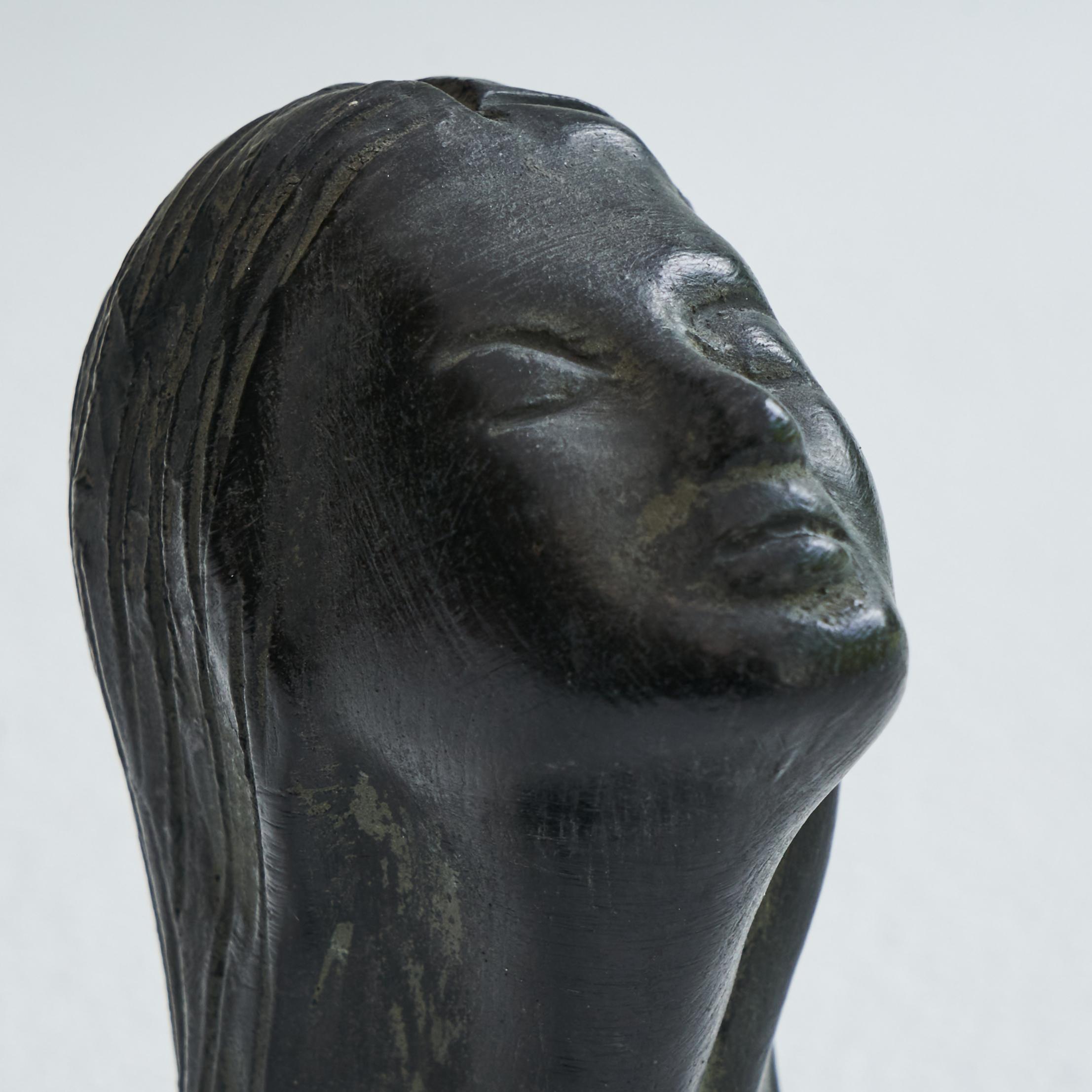20th Century 'Bucchero' Ceramic Bust Italian, 1950s For Sale