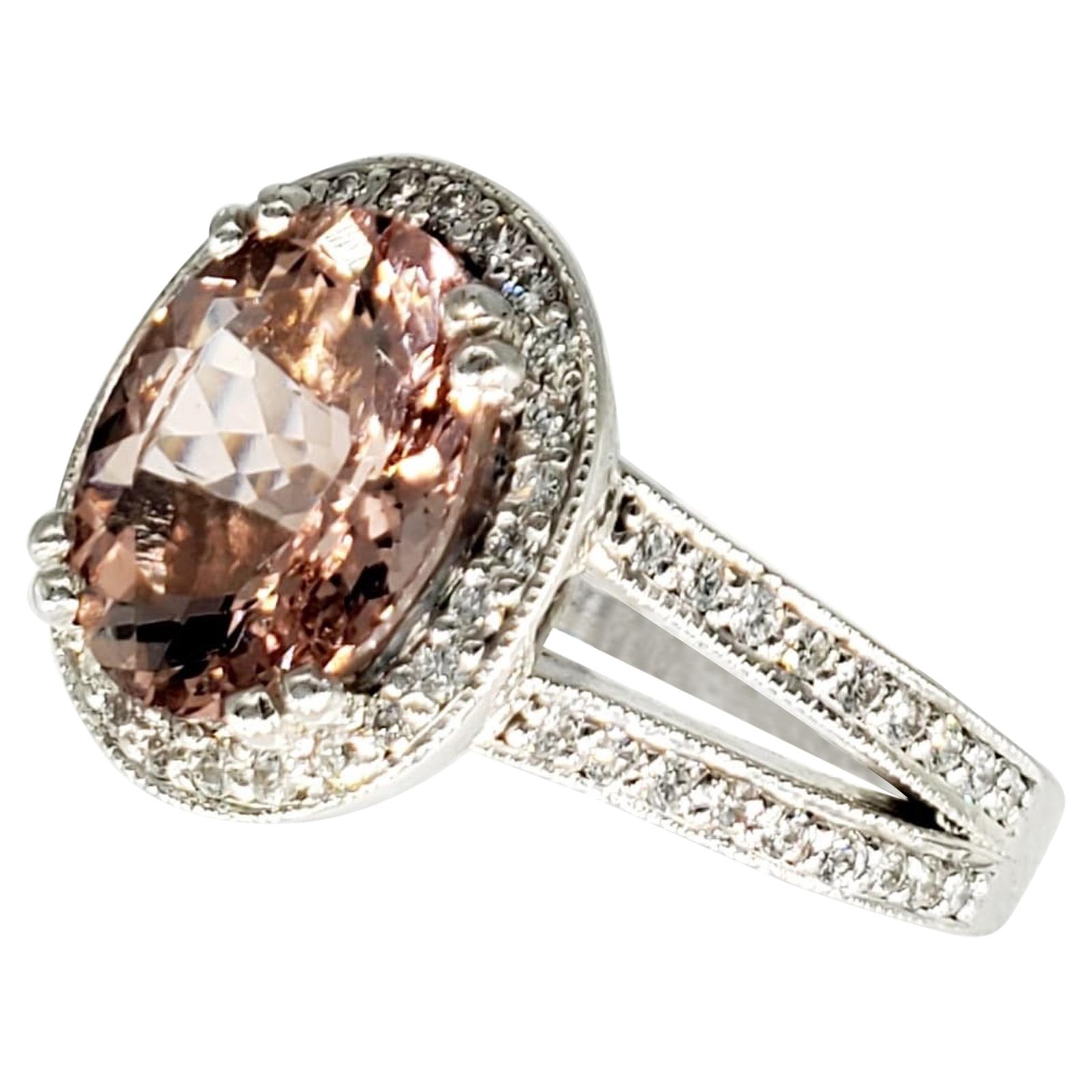 Bucci 3.70 Carat Gem/Diamonds Art Deco Style Ring 14 Karat White Gold
