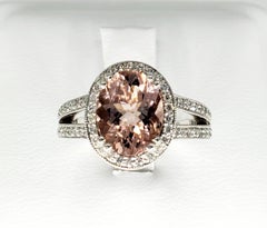 Bucci 3.70 Quilates Gema/Diamantes Anillo Estilo Art Deco Oro Blanco 14 Kilates
