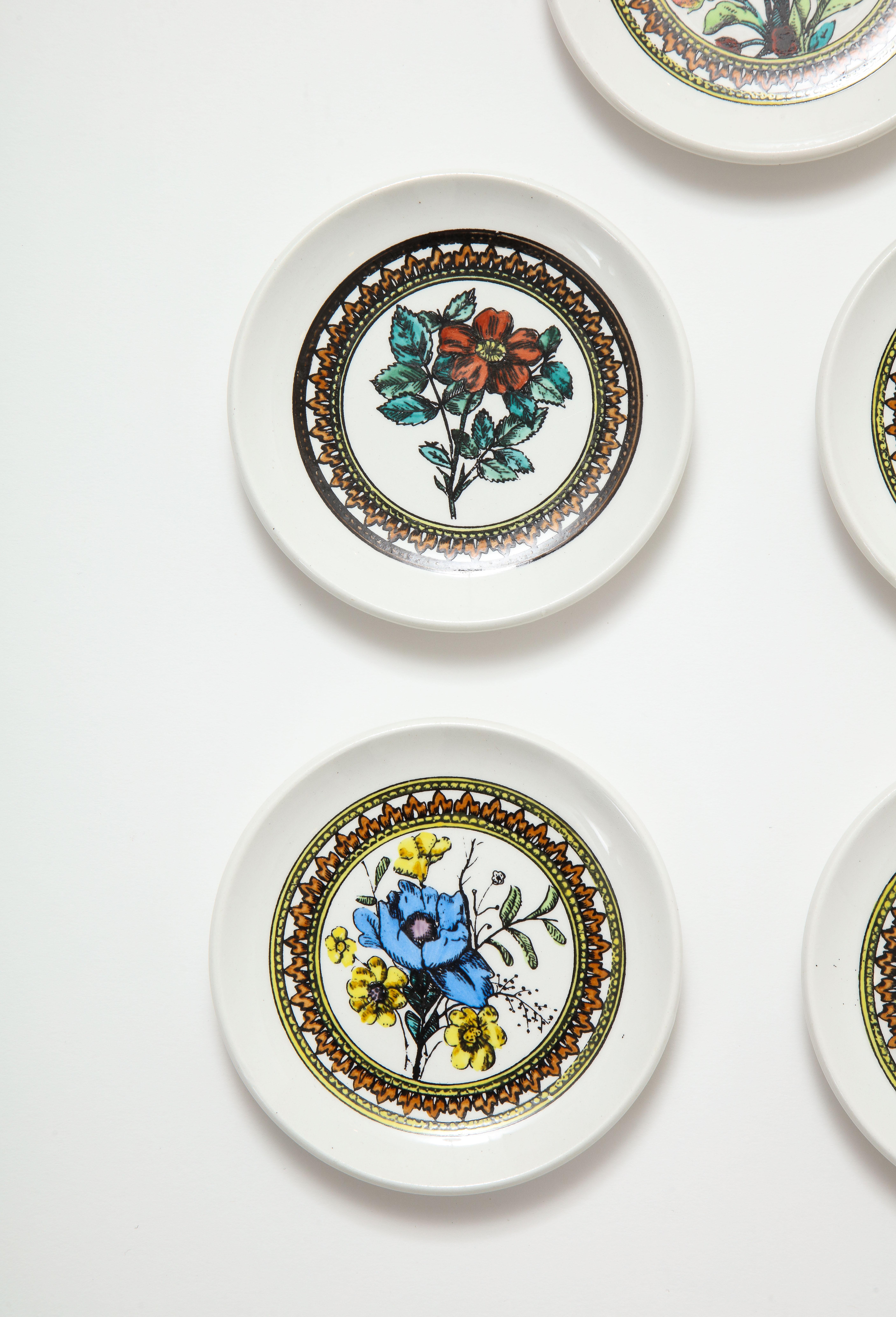Italian Bucciarelli Botanical Porcelain Coasters, Italy
