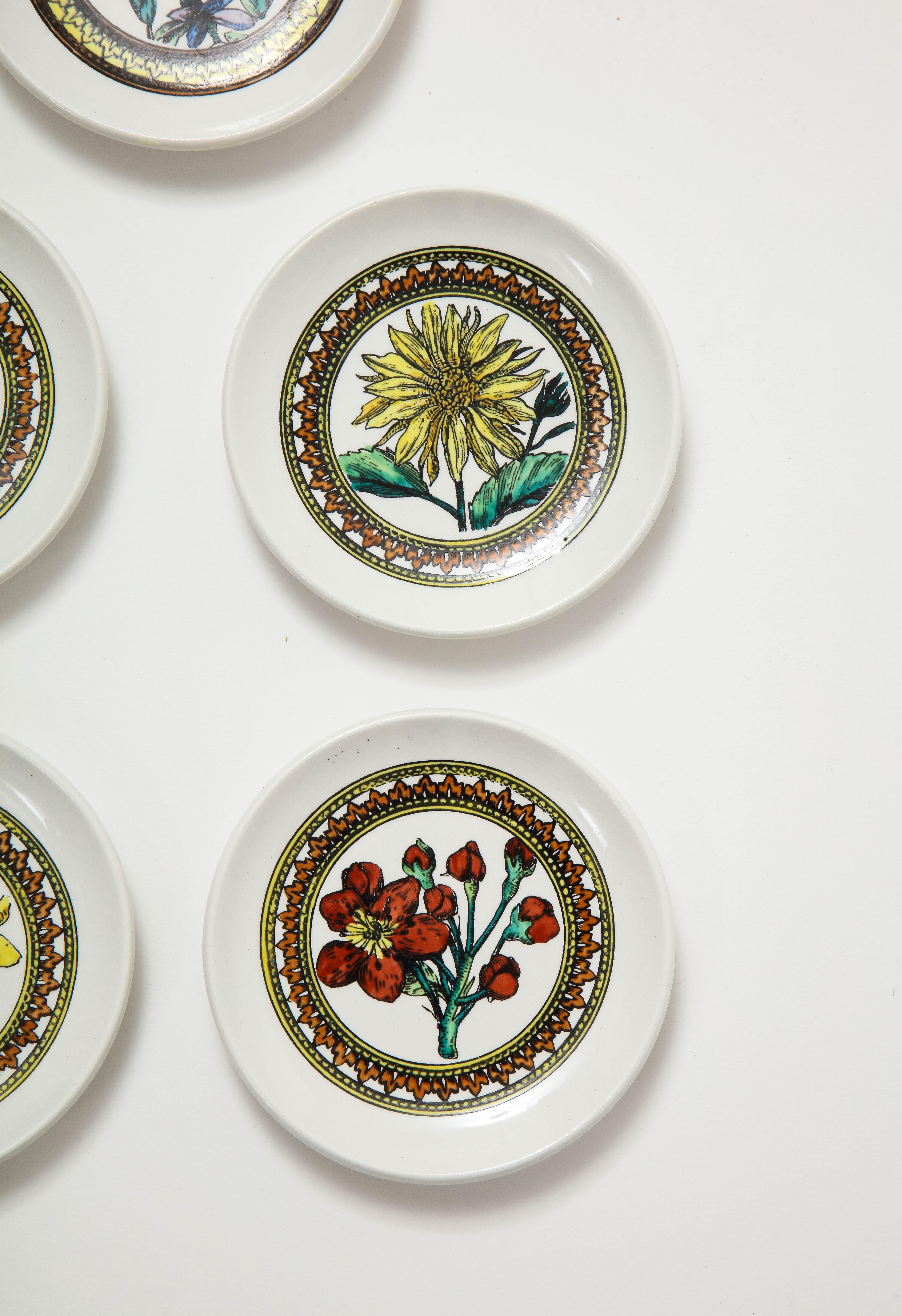 Bucciarelli Botanical Porcelain Coasters, Italy In Good Condition In New York, NY