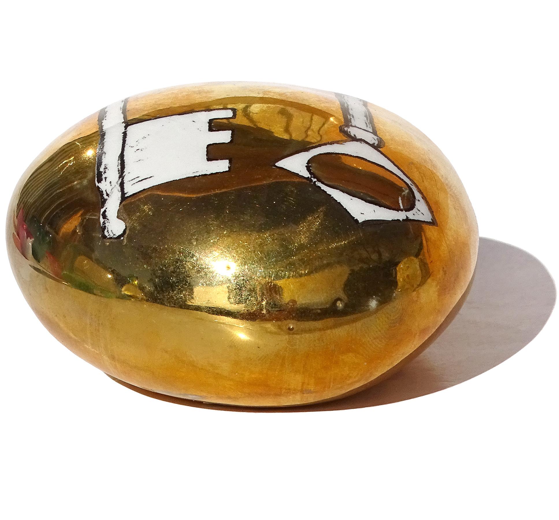 Hand-Crafted Bucciarelli Milano Italy Key Design Porcelain Gold Piero Fornasetti Paperweight