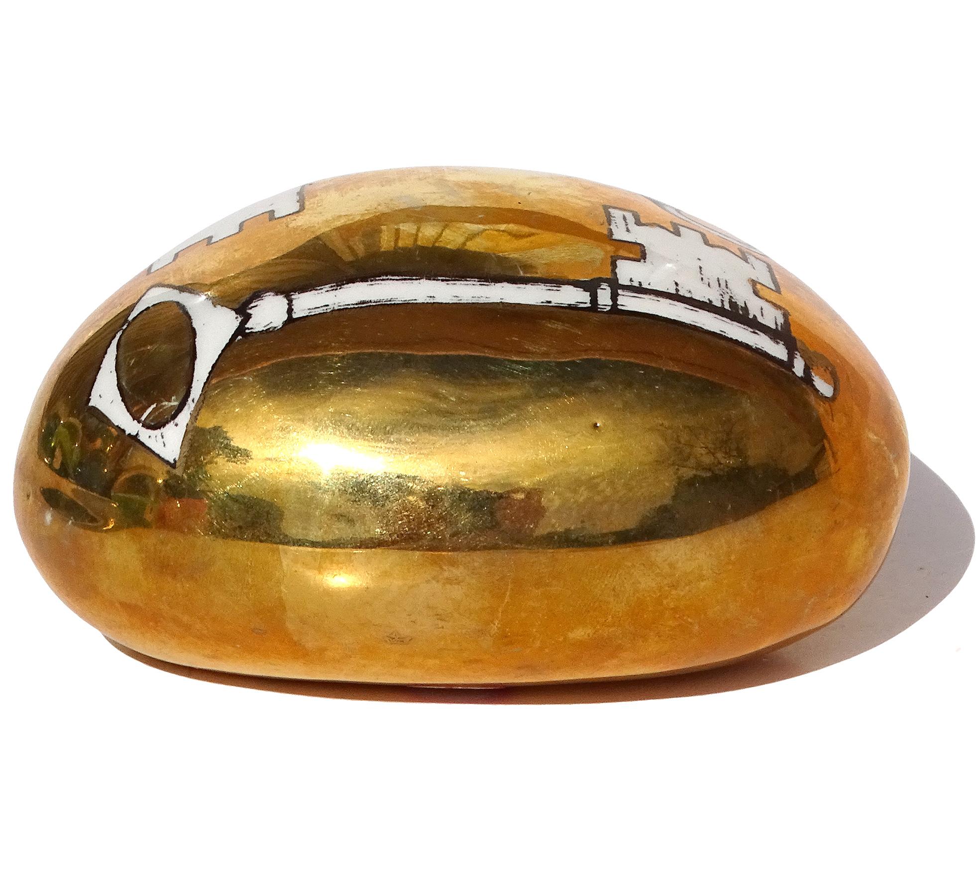 Bucciarelli Milano Italy Key Design Porcelain Gold Piero Fornasetti Paperweight In Fair Condition In Kissimmee, FL