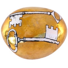 Bucciarelli Milano Italy Key Design Porcelain Gold Piero Fornasetti Paperweight