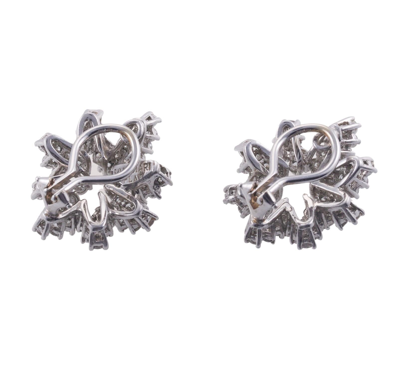 Round Cut Bucciari Diamond Platinum Earrings For Sale