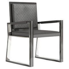 Buccina Chair in Dark Gray Bottega Leather and SS by Palena Furniture