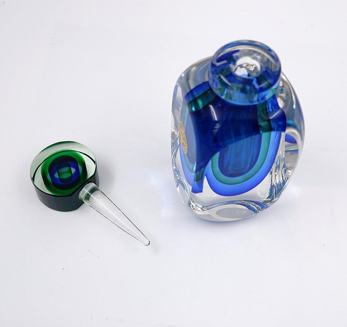 XX secolo Bottiglia per profumo in vetro di Murano Glass Sommerso di Bucella Cristalli - attribuita a Luigi Onesto in vendita