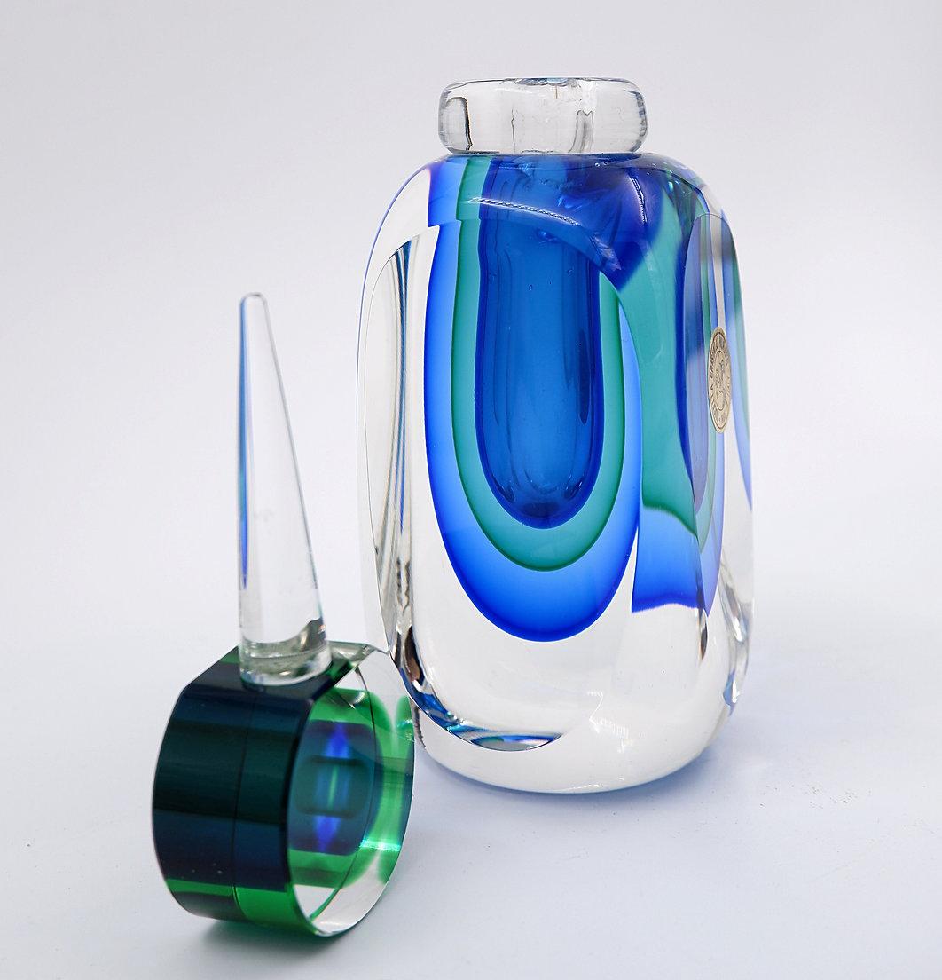 Vetro artistico Bottiglia per profumo in vetro di Murano Glass Sommerso di Bucella Cristalli - attribuita a Luigi Onesto in vendita