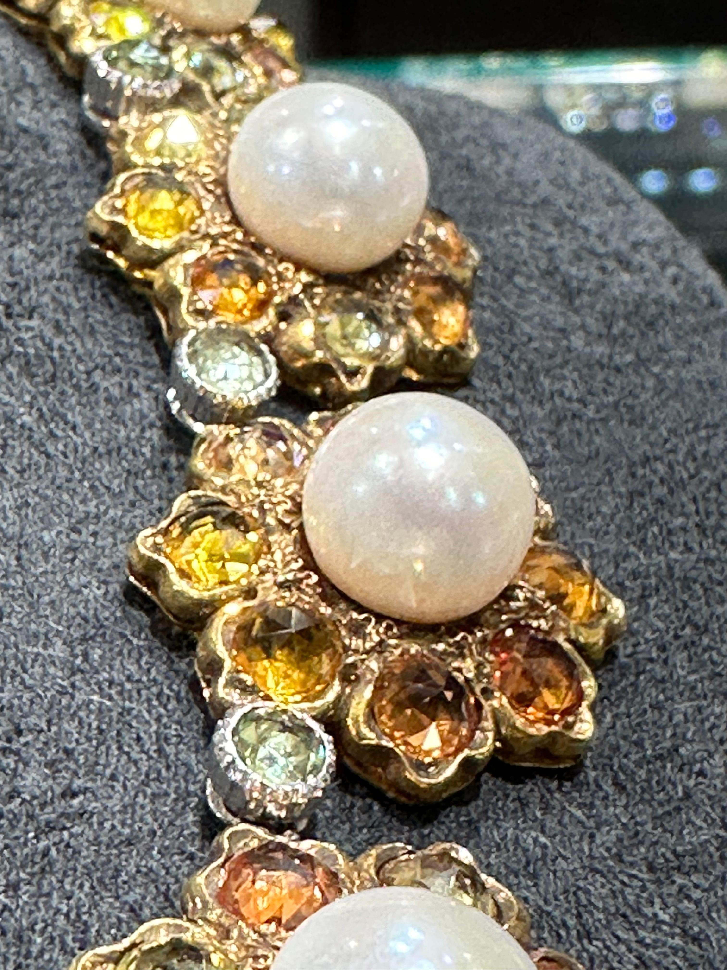 Contemporary Bucellati 1980s pearl and yellow sapphire necklace