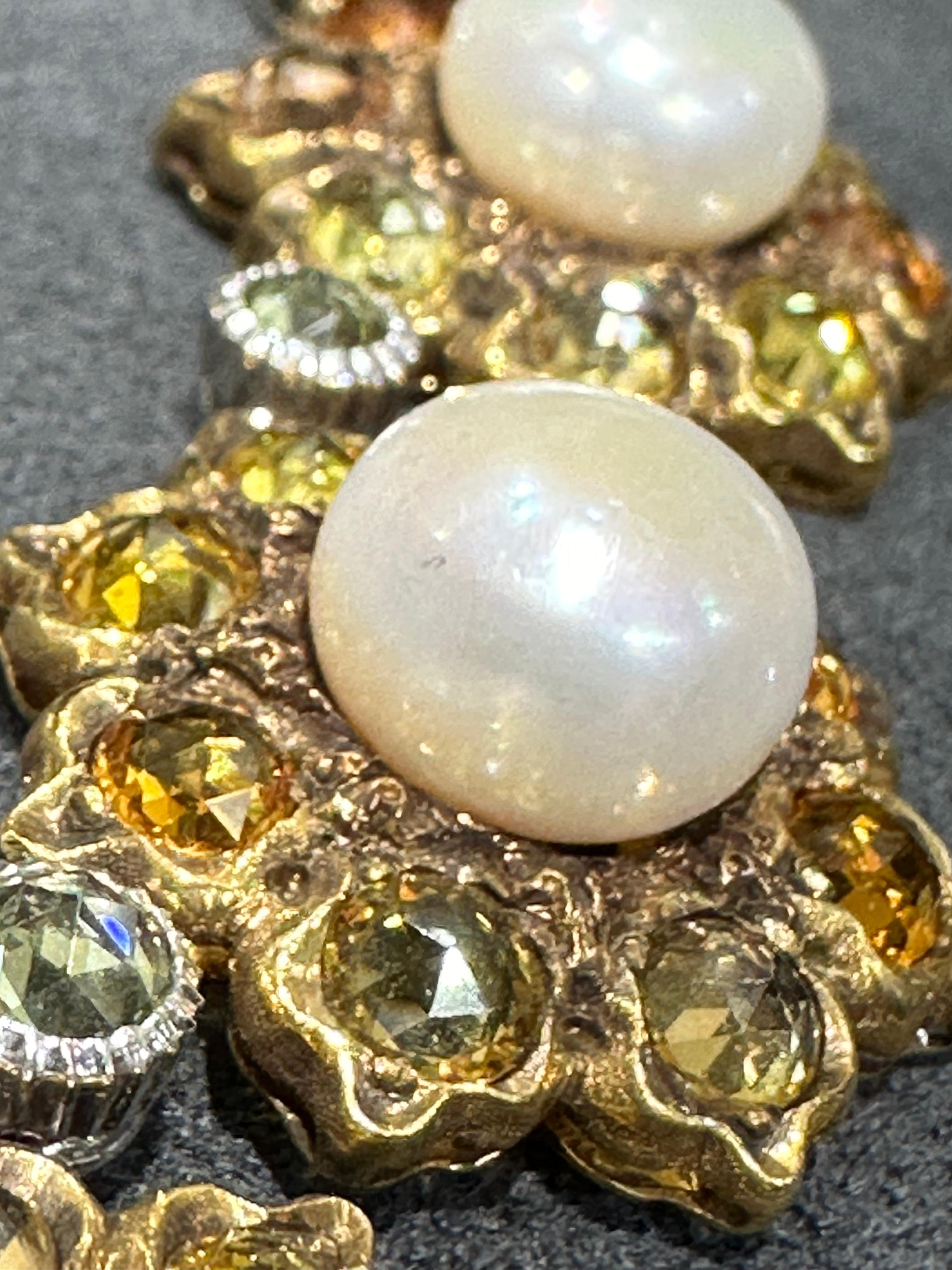 Rose Cut Bucellati 1980s pearl and yellow sapphire necklace
