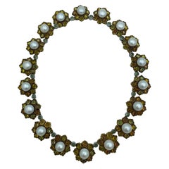 Bucellati 1980s pearl and yellow sapphire necklace