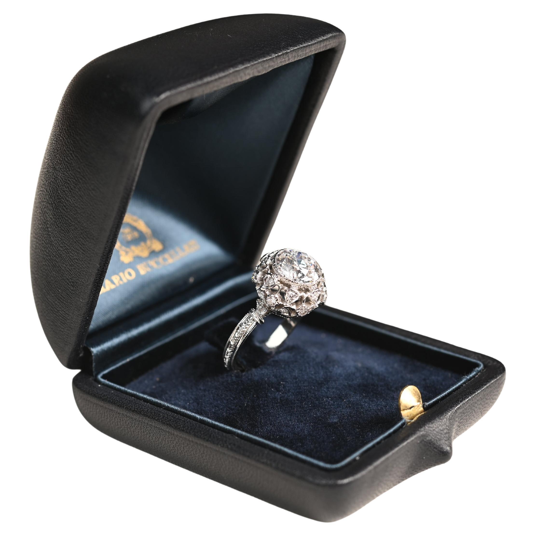 Buccellati 2ct Old European Cut Engagement Ring. Vintage GIA Diamond Ring E VVS2 For Sale