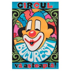Vintage Bucharest Clown 1974 Romanian Circus Poster