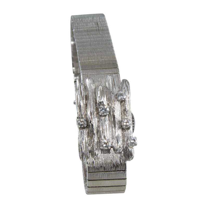 Bucherer 14 Karat Solid White Gold Art Deco Evening Watch with Covered Lid