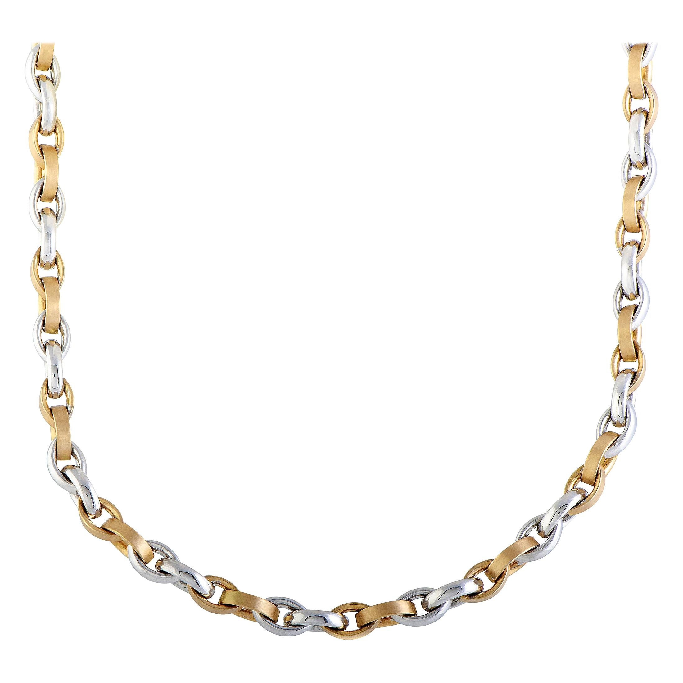 Bucherer 18 Karat White and Rose Gold Marquise Link Choker Necklace