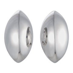 Bucherer 18 Karat White Gold Large Bombe Huggie Omega/Clip-On Earrings