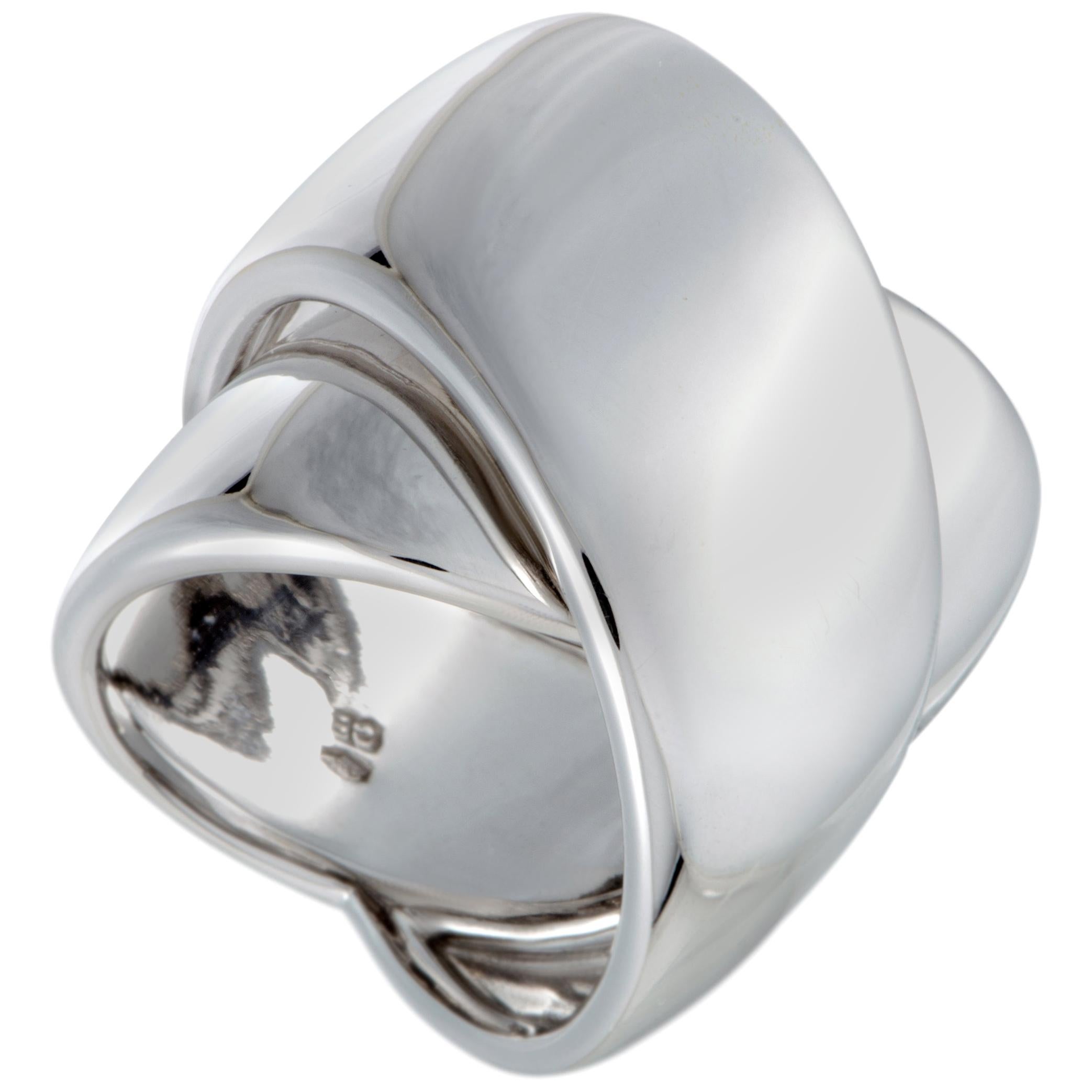 Bucherer 18 Karat White Gold Split Wide Band Ring