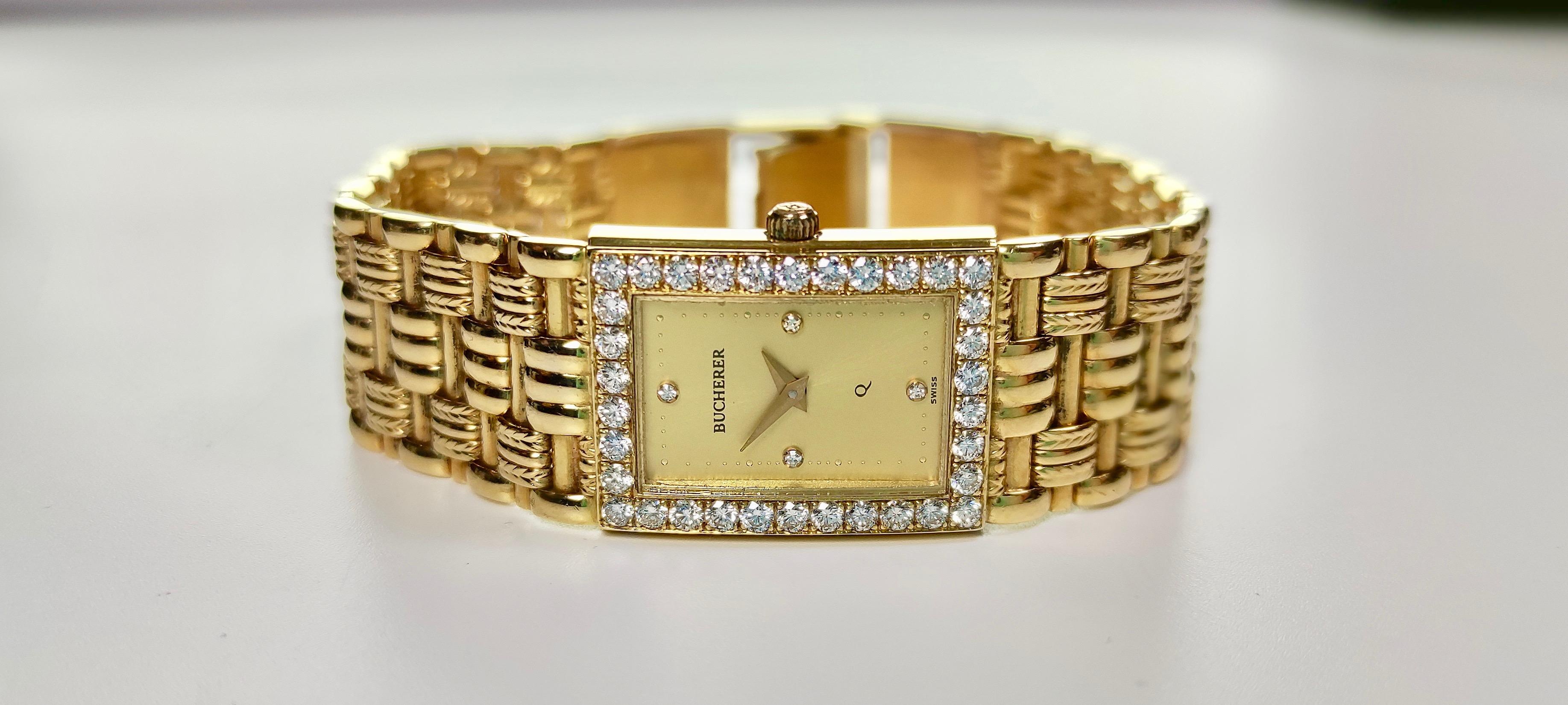 Bucherer Lady watch
Gold 18k and Diamonds
Diameter 24x20 mm
Perfectly working
