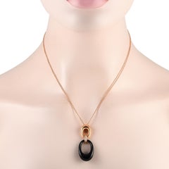 Bucherer 18K Rose Gold 0.12ct Diamond and Onyx Necklace